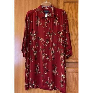 Indigo Smith Outfitters Mens Hawaiian Shirt Red Floral 100% Bamboo Tall XLT New